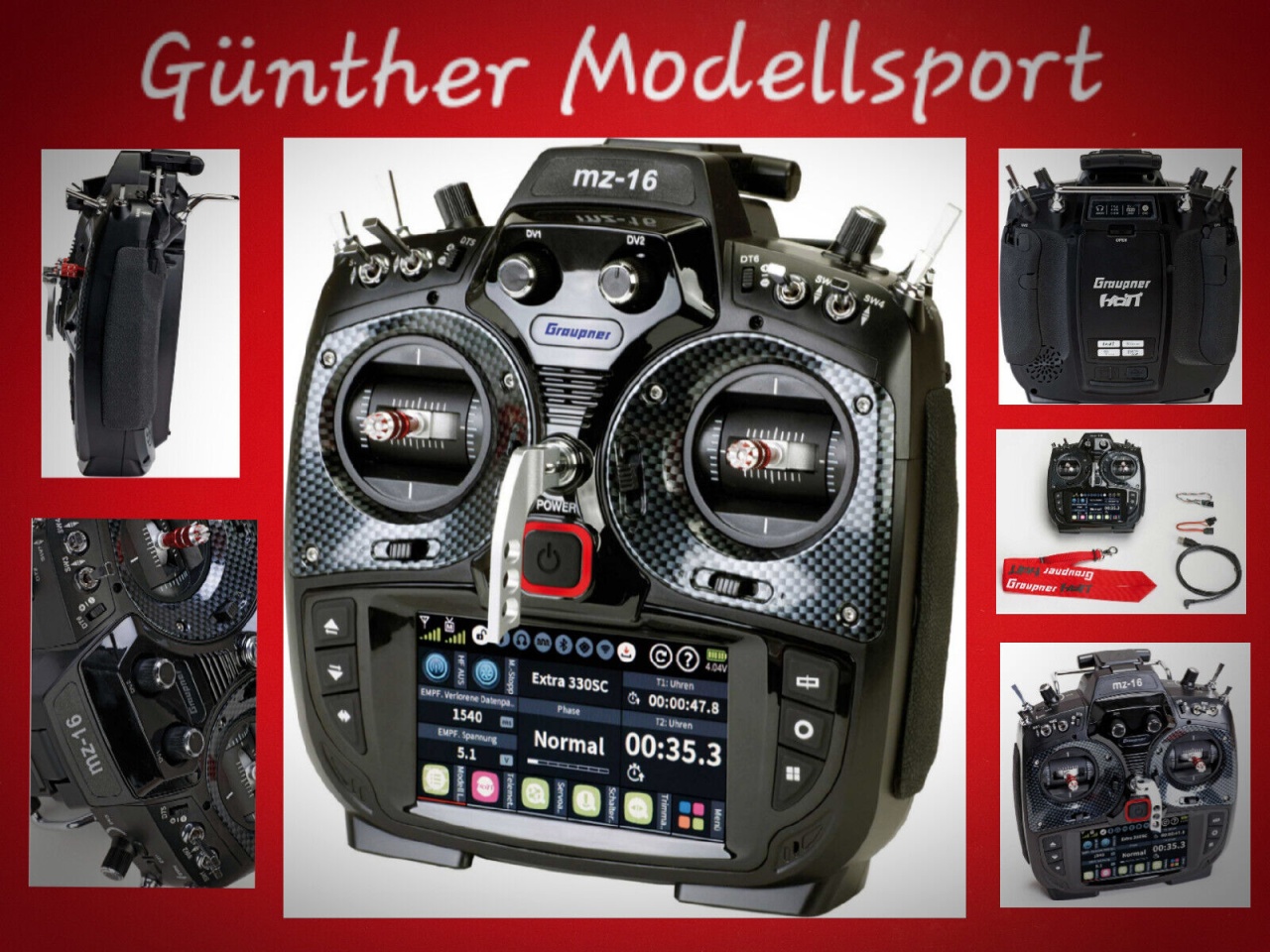 GRAUPNER MZ-16 HOTT 16-KANAL Einzelsender 2,4Ghz