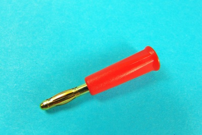 Bananenstecker 4 mm rot, vergoldet, mit Lötanschluss