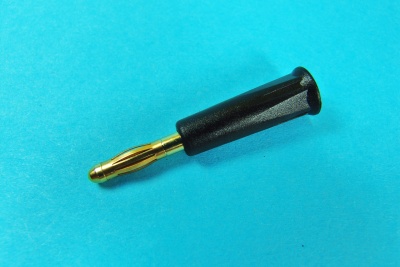 Bananenstecker 4 mm schwarz, vergoldet, mit Lötanschluss