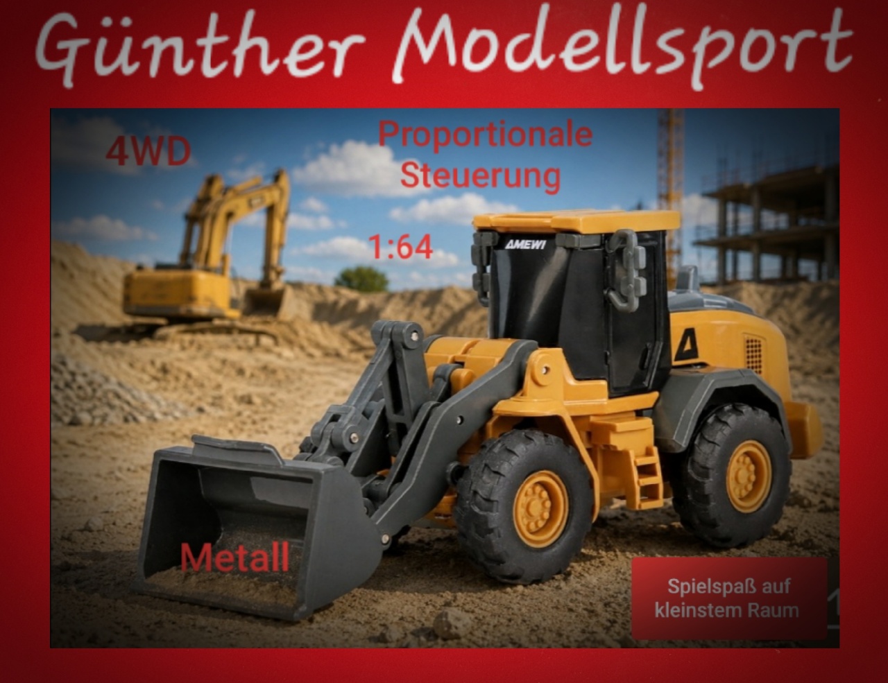 Mini-Radlader aus Metall proportional 8-Kanal 1:64 RTR