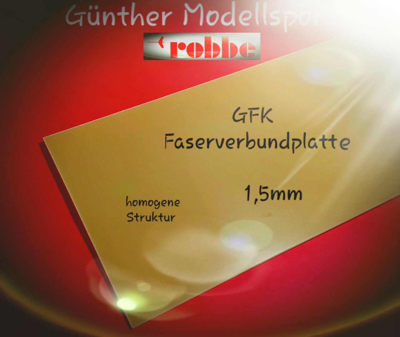 ROBBE GFK-PLATTE 1,5MM 350/150MM, 1900003, 132,-euro/m²