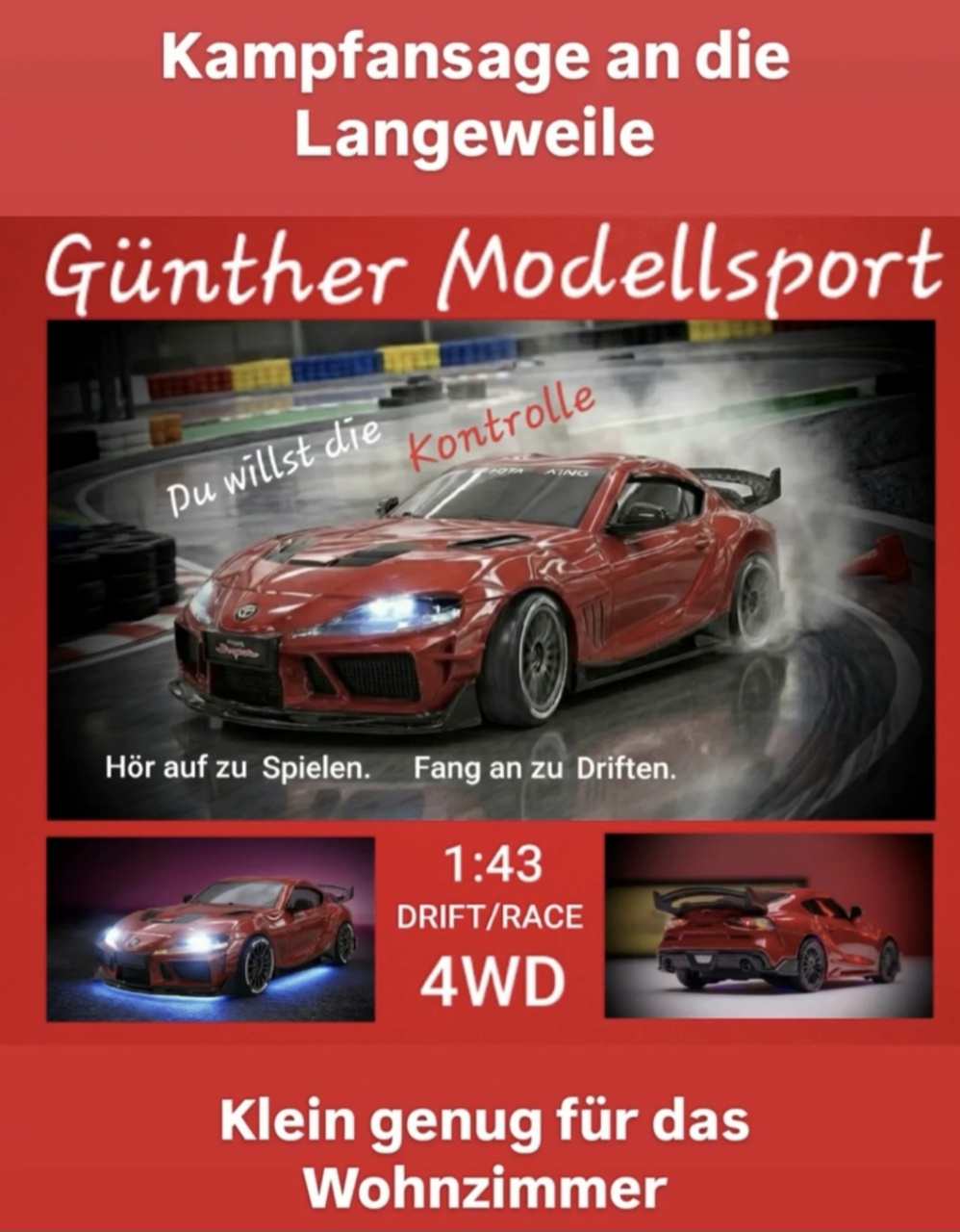 1:43 4WD Drift/Race Car TOYOTA SUPRA RTR - rot