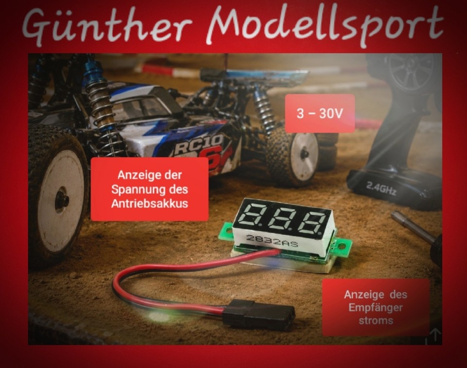 Pichler Mini Digital Voltmeter 3..30V (JR Stecker), C3352