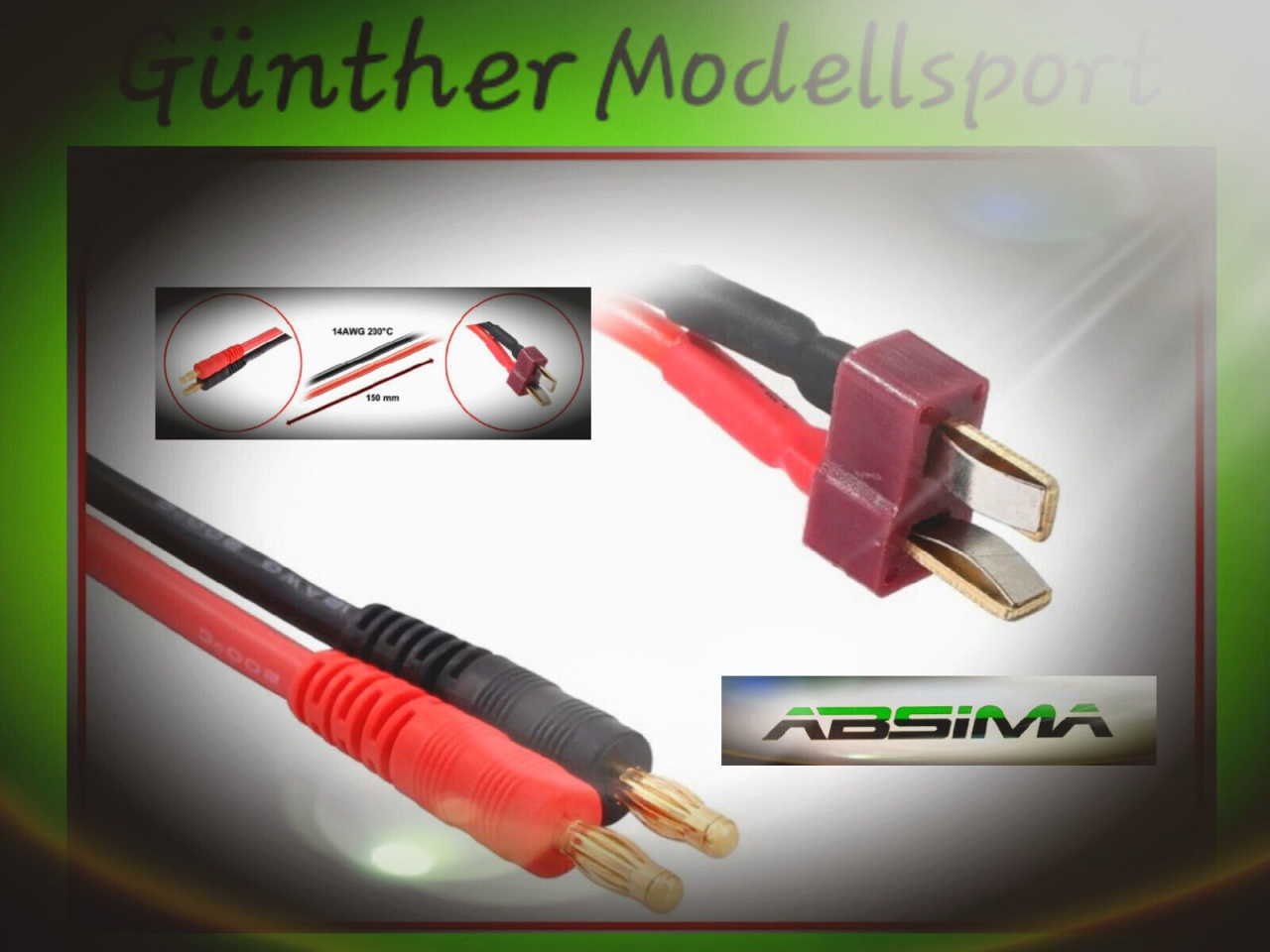 Absima Ladekabel Banane auf T-Plug, 3040035