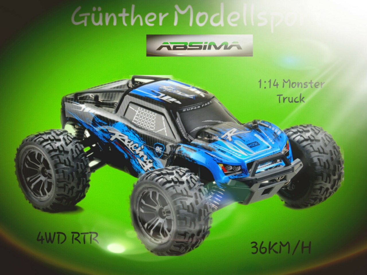1:14 EP Monster Truck RACING schwarz/blau 4WD RTR, 14004