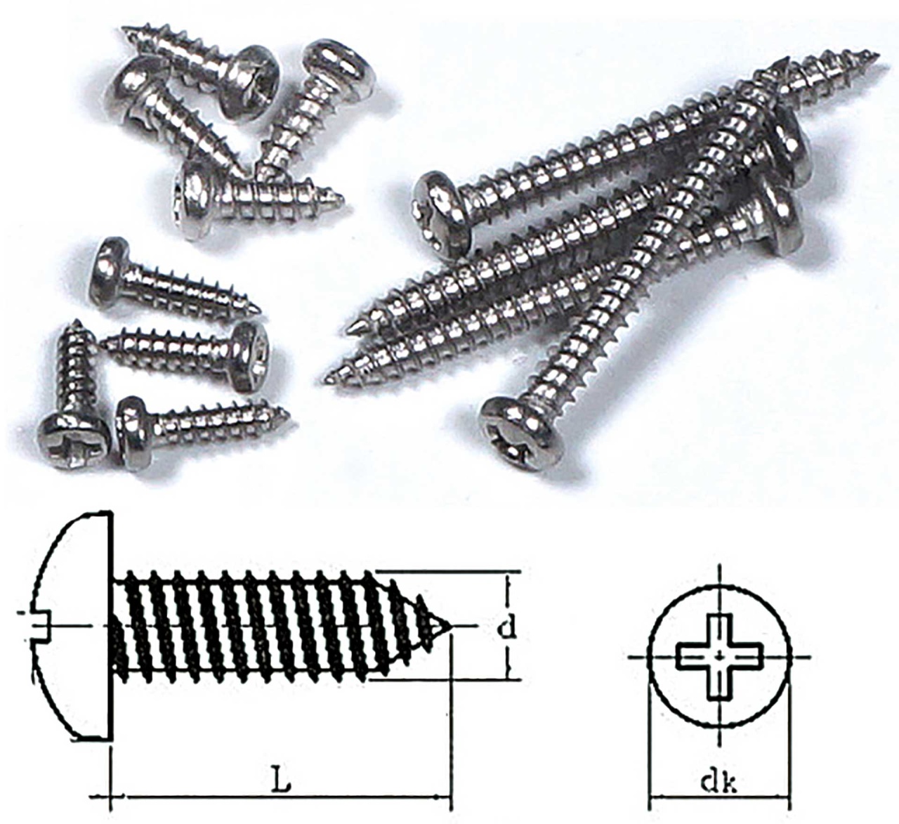 Blechschrauben Kreuzschlitz 1,7x4mm 30Stk. Edelstahl