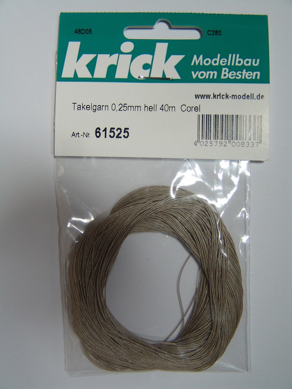 Takelgarn 0,25mm hell 40m Corel 61525 v. Krick, 0,20euro/1m,
