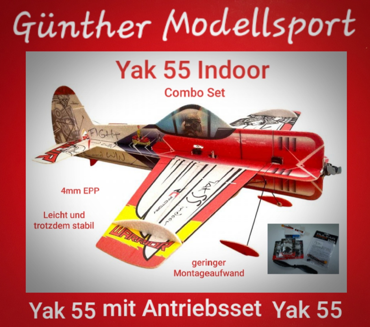Yak 55 Indoor (Combo Set) rot / 855 mm
