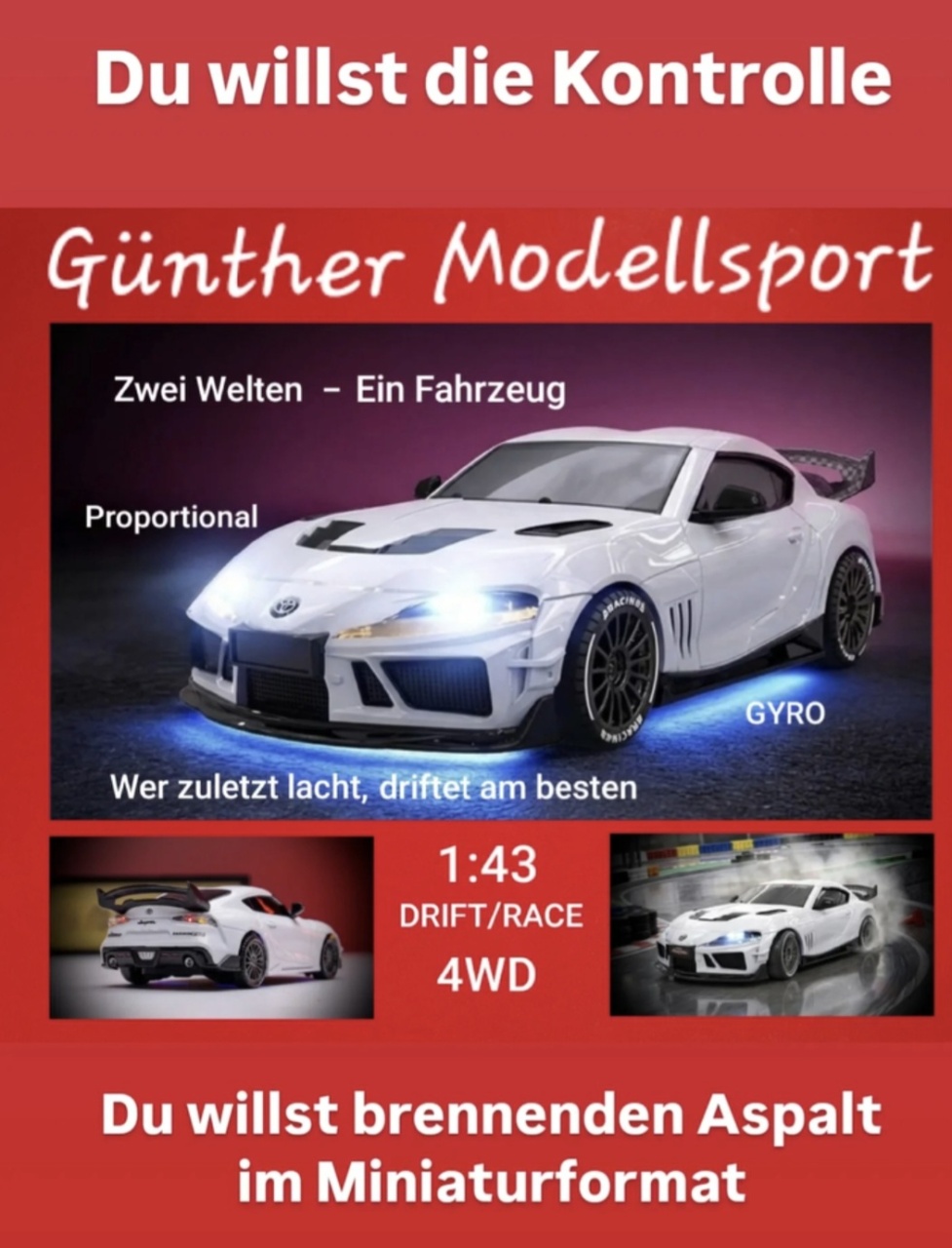 1:43 4WD Drift/Race Car TOYOTA SUPRA RTR - wei&szlig;