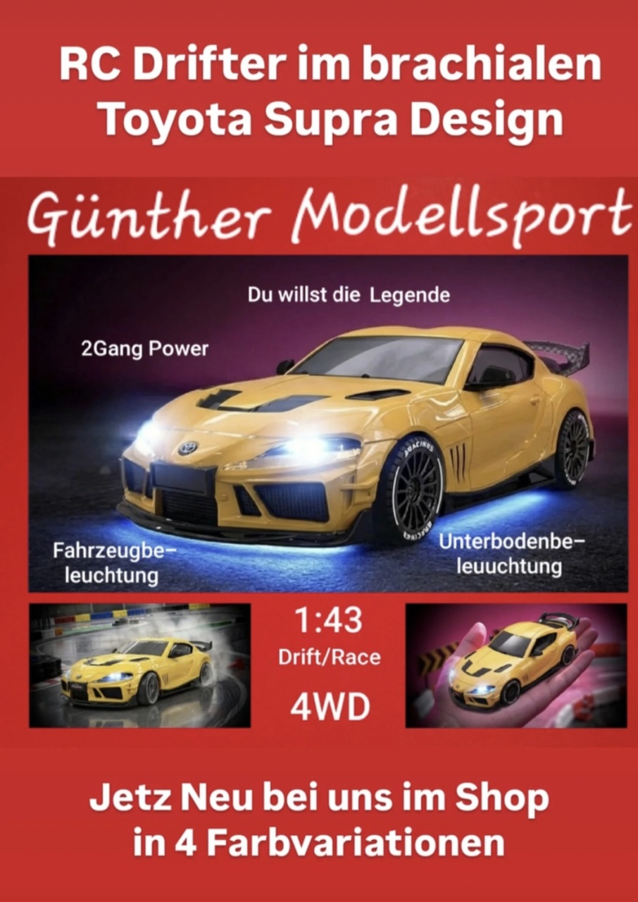 1:43 4WD Drift/Race Car TOYOTA SUPRA RTR - gelb