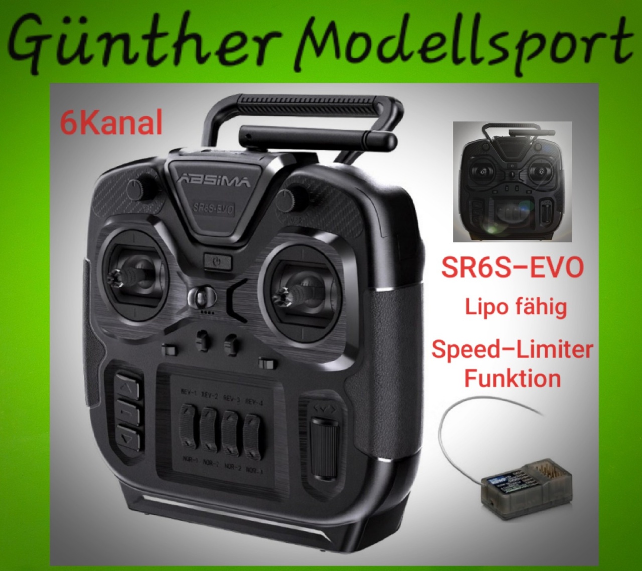 NEWS! Absima 6-Kanal Stick Fernsteuerungsset SR6S-EVO 2.4GHz