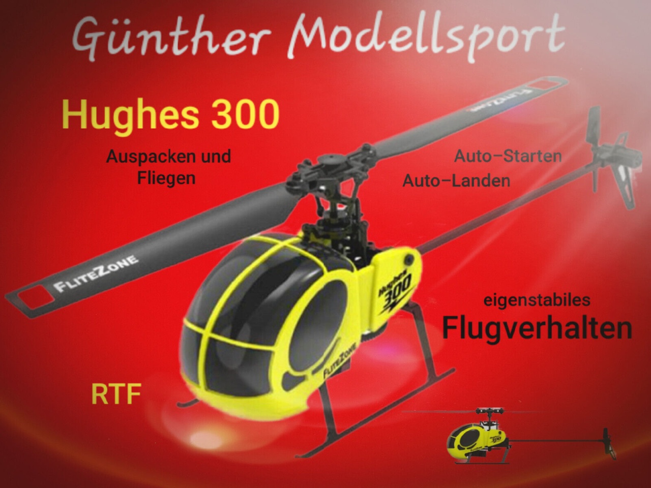 Pichler Hughes 300 (gelb) RTF, 15491, stabiles Flugverhalten