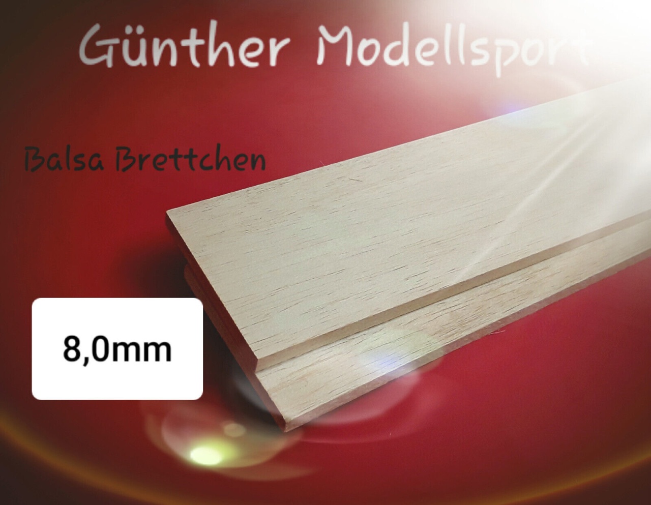 Balsa Brettchen 8,0 x 100 x 1000mm, 2Stk., 42,90euro/1m²