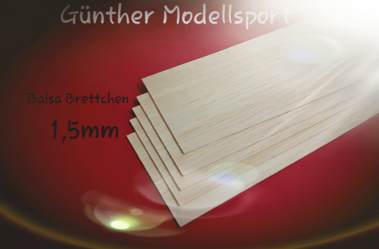 Balsa Brettchen 1,5 x 100 x 1000mm, 5St. , 23,96euro/1m²