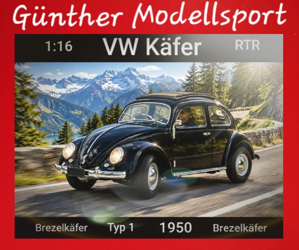 VW Typ 1 1950 K&auml;fer 1:16 RTR schwarz